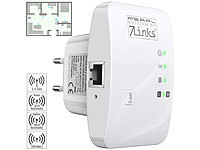 7links Mini-WLAN-Repeater mit WPS-Taste, 300 Mbit/s, 2,4 GHz & LAN-Anschluss; WLAN-Repeater WLAN-Repeater WLAN-Repeater 