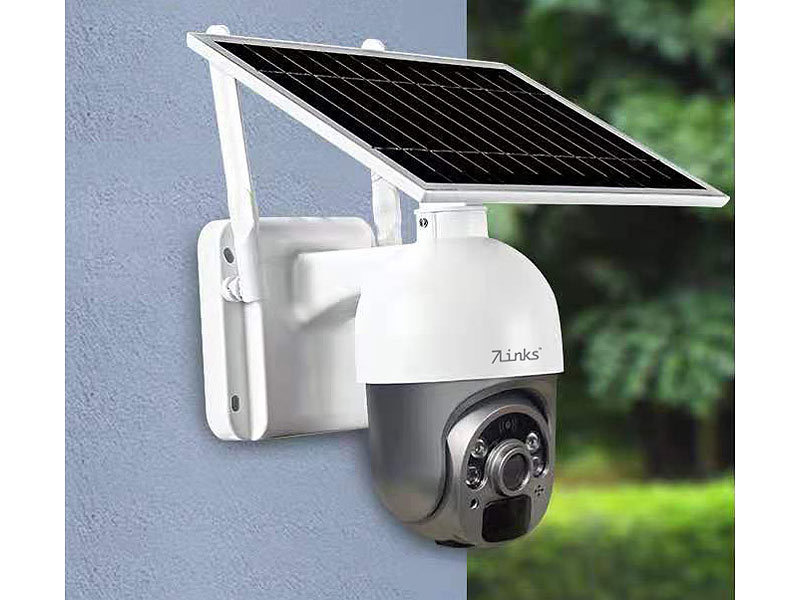 ; Hochauflösende Pan-Tilt-WLAN-Überwachungskameras mit Solarpanel 