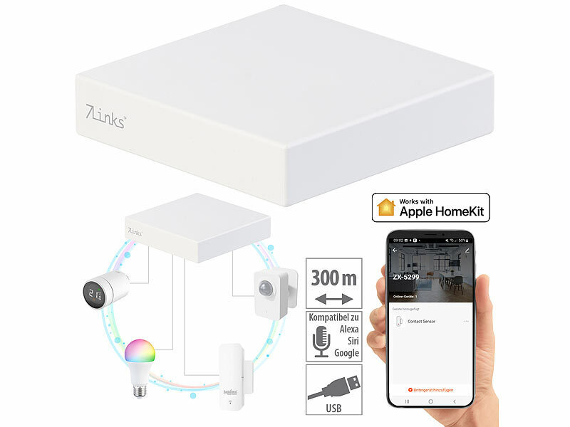 ; ZigBee-WLAN-Gateway für kompatible Smart-Home-Geräte mit App, Apple HomeKit-zertifizierte ZigBee-Steuereinheiten mit Tür- und FenstersensorenWLAN-Pan-Tilt-Überwachungskameras mit Privat-Modus und Objekt-Tracking, für Echo Show 