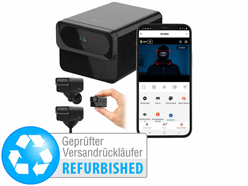 ; HD-Micro-IP-Überwachungskameras mit Nachtsicht und App