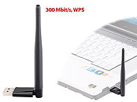 7links Mini-USB-WLAN-Stick WS-335.at mit externer Antenne, 300 Mbit/s, WPS; Dualband-WLAN-Repeater Dualband-WLAN-Repeater 