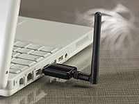 7links Mini-USB-WLAN-Stick, 150 Mbit (N-draft) mit abnehmbarer 2-dbi-Antenne; Dualband-WLAN-Repeater 