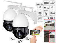 7links 2er-Set PTZ-IP-Überwachungskameras mit 2K, 18x-Zoom, WLAN, App, 360°; HD-Micro-IP-Überwachungskameras mit Nachtsicht und App 