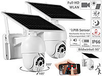 7links 2er-Set Pan-Tilt-Überwachungskameras, Full HD, WLAN, Akku, Solarpanel; HD-Micro-IP-Überwachungskameras mit Nachtsicht und App 