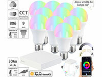 7links HomeKit-Set: ZigBee-Gateway + 10 RGB-CCT-LED-Lampen, E27, 9 W, 806 lm