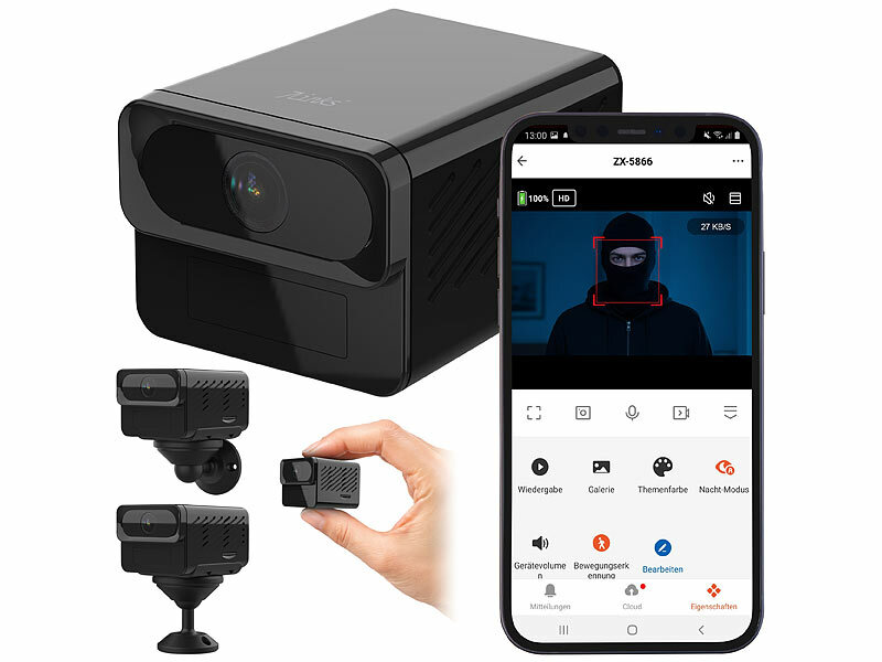 ; HD-Micro-IP-Überwachungskameras mit Nachtsicht und App